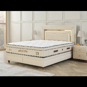 BSS Bedding Oxycore - Complete Boxspring - Boxspring 140x200 - Boxspring met Opbergruimte - Bedden - Slaapkamerbed - 1 x Matras met Topper - 2 x Bedbox - 1 x Hoofdbord -Vlekbestendige & Gemakkelijk te Reinigen Stof