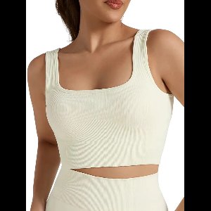 URBANSTRONG Sport Bra - met Verwijderbare Pads - High-Impact Ondersteuning - Stevig & Comfortabel - Crop - U-Neck - Sport-BH - Gebroken wit - Wit - Maat S