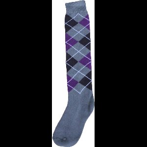 Excellent Kniekous - Speciaal gemaakt voor de ruiter - Sterk, elastisch en comfortabel - Extra binnenbekleding voor tenen, hiel en bal - Grijs/Zwart/Paars geblokt - Maat 43-46