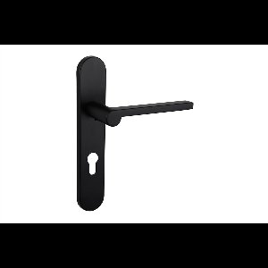 Lavuzo deurkruk Caserta Zwart met afgerond schild PC72 | Per set | Design deurbeslag | Deurklink met schild