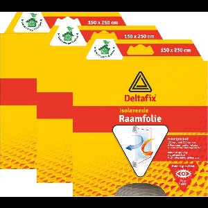 Deltafix Raam isolatiefolie - 3x - transparant - 150 x 250 cm - incl. bevestigingstape - energiebesparend