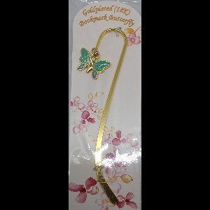 boekenlegger - vlinder gold-plated 18k turquase / blauw