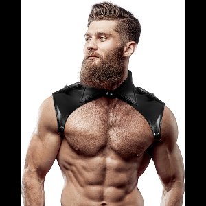 FETISH SUBMISSIVE ATTITUDE™ - MEN'S BRIGADE ADJUSTABLE ECO-LEATHER NECK HARNESS | BONDAGE | BDSM | FETISH | CHEST HARNESS | BODY HARNESS