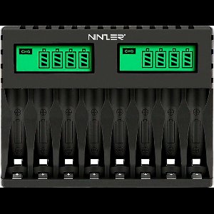 Ninzer Batterij Oplader - 8x AA/AAA Batterijen - USB Oplaadbaar - LCD Display - Universele Batterijlader voor Oplaadbare Batterijen