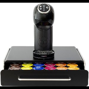 Capsulehouder met Lade – Koffiecups houder – Geschikt voor Dolce Gusto – 36 Cups - RVS - Zwart