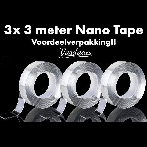 Nano Tape - Dubbelzijdige Nano Tape - Transparante Nano Tape - Vardaan®️ Dubbelzijdige Nano Tape - Herbruikbare Plakband - Griptape - Waterproof Nano Tape - Nano Tape 3 meter - 3 stuks ✅✅✅