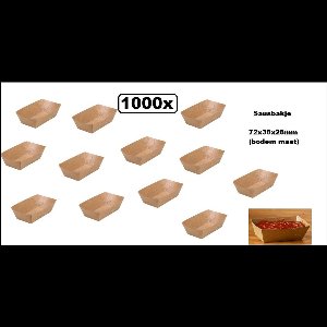 1000x BIO Nature kraft sausbakje bruin  - Friet patat frites saus friet bakje snack next generation carnaval festival thema feest composteerbare