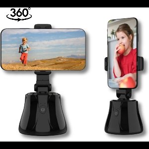 Telefoonhouder Statief 360 Graden Roterend - Statief Smartphone - Inclusief Batterijen - Volgt Automatisch - Statief - Face Tracking - Selfiestick - Gezichtsherkenning AI - Zwart - Telefoon Accessoires -