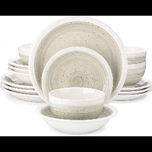 Amalee - Servies set - 16 delig - Beige - Aardwerk - Voor 4 personen - Diner/Dessertbord Ontbijtgranen/Pasta kom -