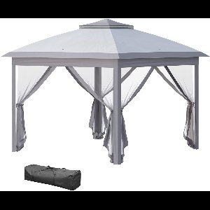 Outsunny Pavillon Metall, Polyester Grau