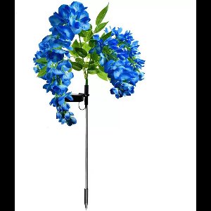 Solar - wisteria - blauwe regen - tuinverlichting - tuinprikker - tuinfakkel - tuindecoratie - zonne-energie - buitenverlichting - buitendecoratie - zonnepaneel - imitatiebloem - kunstbloem