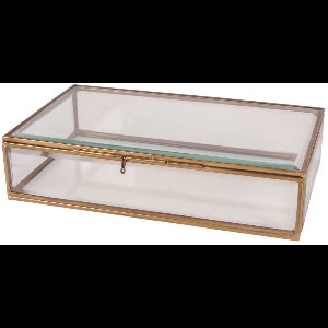 Baroque - Opberger - Sieradendoos 22.5x14x5.5 cm - Goud - Glas - 5.5x22.5x14 - Brass