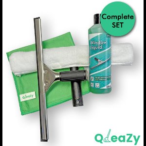 Professionele Glazenwassers - Zeemset GROOT - 45 cm rvs raamtrekker met inwashouder met hoes