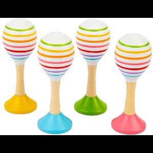 BigJigs houten muziekspeelgoed junior maraca set - kleurrijk baby en peuter speelgoed.