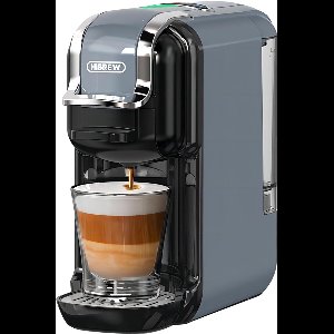HiBREW H2B 5 in 1 Koffiezetapparaat (Grijs)- 5-in-1 Compatibel met Pods en Espressopoeder-Koude/Warme Modus & LED-bereidingsindicator-19 Bar Drukafzuiging -Compact Ontwerp & Kopjesmaat Tips-Energiebesparing & Anti-Droog Bescherming