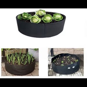 Moestuin - Ronde plantenbak van stof - Groeizak moestuin - 60CM diameter - Tuinieren - Kruidentuintje - Zwart - 20CM hoog - Textiel - Plantenzak - CHPN