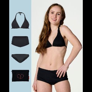 Moodies menstruatie zwemkleding (meiden) - bundel zwemkleding - 3 stuks - meiden - maat S (164-170) - zwart