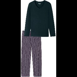 Uncover by Schiesser Lange pyjama voor dames van 100% katoen - Uncover by SCHIESSER Dames Pyjamaset - nachtblauw