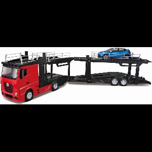 Bburago MERCEDES BENZ ACTROS 2545 MULTICAR CARRIER + RENAULT CAPTUR 2016 rood/blauw schaalmodel 1:43