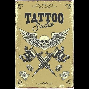 Vintage Tinnen Borden 20cm x 30cm - Tattoo Studio Inrichting — Studio