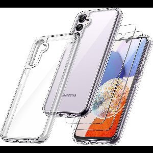 Podec Hoesje Geschikt voor Samsung Galaxy A14 5G Transparant Telefoonhoesje - Anti-Shock Case Cover met 2x Screenprotector