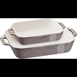 Schotel Rechth Set 2-  20x27 + 20x16 Grijs Ceramic By Staub 40511-922