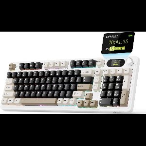 ATTACK SHARK X98 - Draadloze Mechanisch Gaming Toetsenbord - TFT Scherm - Multifunctionele Draaiknop - PBT Keycaps - Wired/2.4G/Bluetooth Tri-Mode - Gasket Mod - 98keys - Cheese White