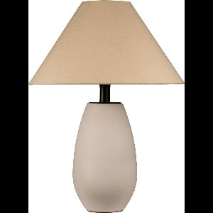 Tafellamp - Stenen lampvoet - Beige - Linnen lampenkap - Ø38cm - Incl Lichtbron