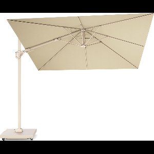 Platinum Sun & Shade – Zweefparasol - Challenger T² Premium - 300x300cm - Sandstone - Champagne - Dubbel Kantelbaar - 360° Draaibaar – 98% UV protectie