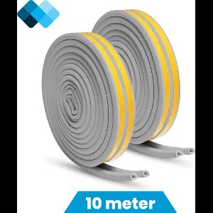 Extra isolerende tochtband | Zelfklevend | Voor deuren en ramen | 10 meter | Tochtwering | D profiel | Grijs