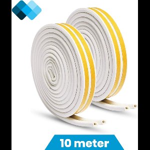 Extra isolerende tochtband | Zelfklevend | Voor deuren en ramen | 10 meter | Tochtwering | D profiel | Wit