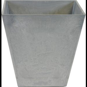 Ter Steege Bloempot/plantenpot - vierkant - gerecycled kunststof - steengrijs - D25 en H25 cm