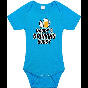 Rompertje Daddys drinking buddy - blauw - baby - geboorte cadeau- Vaderdag / papa kado / geboorte / - cadeau voor aanstaande vader 80