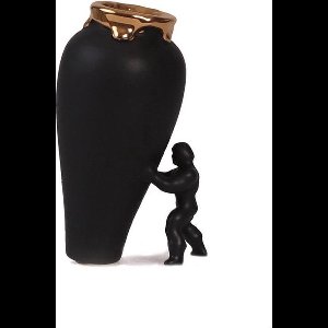 Jasmin Djerzic My Superhero vaas maat XL Zwart/ Goud