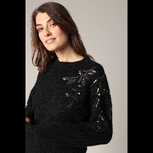 DEELUXE Gebreide trui versierd met bloemenpaillettenborduurwerk XL