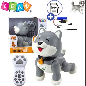 LEAN Toys Interactieve Robo Husky Hond – Afstandsbediening & Spraakbesturing – Programmeerbare Bewegende Robot Hond met LED & Geluid – Educatief Speelgoed voor Kinderen vanaf 3 Jaar – Oplaadbare Batterij – Met Ebook