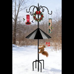 Verstelbare Herdershaken voor Tuin met 4 Haken en Eekhoornwering - Heavy Duty Paal voor Vogelvoeders en Hangplanten