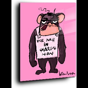 We are in charge now. Mad Monkey - Meerdere kleuren - Canvas 60 x 80 cm Zw