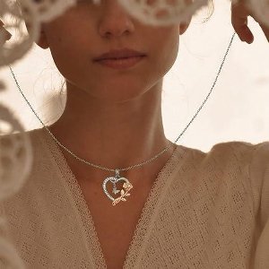 Nordivar - Rozenbloem Hartketting Zilveren Halsketting Vrouwen Meisjes - Valentijnscadeau