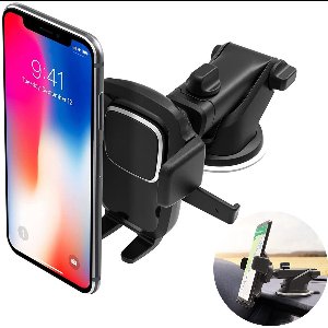 Kraftverdia Auto Telefoonhouder - GSM Houder – Dashboard Mount - Raam Bevestiging – Off-Road & Drempel Proof – Universeel en Verstelbaar – Auto Accessoires – Universele zuignap magneet houder voor de auto geschikt voor iPhone Xs Max R、8 Plus、7、6s、SE