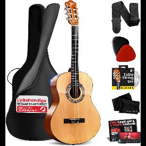 Pyle Akoestische Gitaarset, 3/4 Junior Maat, Houten Instrument met Volledig Accessoirepakket, 36" - Natural