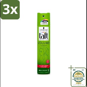 3 x Schwarzkopf - Taft - True Volume Haarspray - Mega Strong - Volumeboost & Fixatie - 250 ml - Grootverpakking - Haarspray - Volume - Fixatie - Fijn Haar - Vegan Haarspray