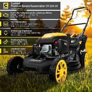 Indsutrialhome Craftfull Rasenmäher CR-224-30 | 5,1 KW / 7 PK | 223 cc OHV Motor | Benzine Grasmaaier - Zelfrijdend - 53 cm Maaibreedte - 7 Maaihoogtes