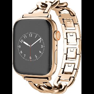 By Qubix Metalen quick-release ketting band - Rosé - champagne goud - Geschikt voor Apple watch 44mm - 45mm - 46mm - 49mm (Ultra 1,2 en 3)