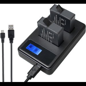 Dubbele batterij oplader met LCD geschikt voor GoPro Hero 8 Black - 7 (black/white/silver) - 6 en 5 - lader - zwart