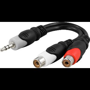 Deltaco AA-6 3,5 mm 2 x RCA ho Zwart, Grijs, Rood kabeladapter/verloopstukje
