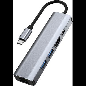 VEXON - 5-in-1 USB-C Hub voor MacBook M1 Pro/Air met RJ45 Ethernet - 2 USB-C Poorten - USB-C Dock voor iPad Pro M1 Dell XPS Windows