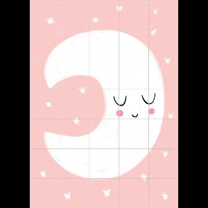 IXXI Little Rose Moon, BAINAI - 100 x 140 cm - Gratis ophangtool - Grote wanddecoratie en posters - Illustraties, Speels, Fantasierijk, Cartoonesk