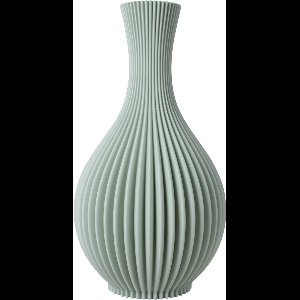 Slimprint Vaas JULIA, Saliegroen, D16,1 x H30 cm, Gestreepte Vaas voor Droogbloemen, Moderne Tafeldecoratie Gemaakt van Gerecycled Biokunststof