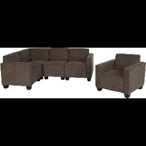 Cosmo Casa - Modulaire Bank Lyon 4-1 - Stof/Textiel Bekleding - Bruin